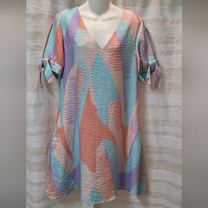 Crosby by Mollie Burch Amarie Mini pastel abstract printed A Line dress Med